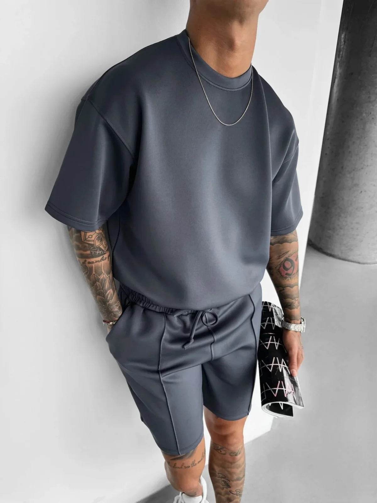 Men 2025 summer fashion sports design sense simple casual solid color quick drying short-sleeved T-shirt trend clothes - AIAZ