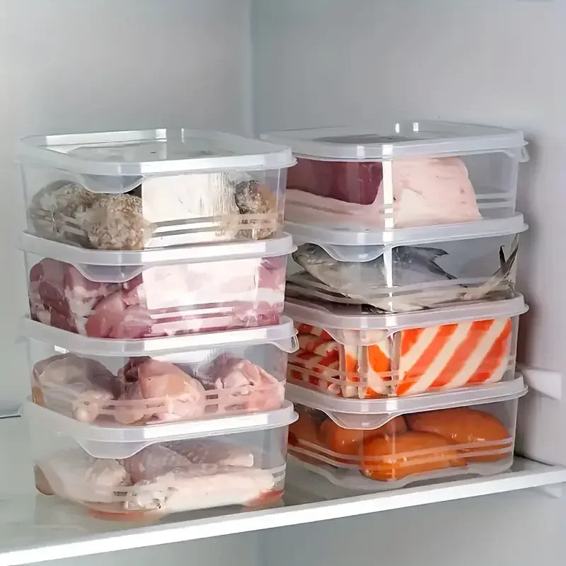 Stackable Food Storage Boxes with Lids - Microwave Safe Containers for Meat, Veggies, Fruits & Grains - Kitchen & Camping Use
