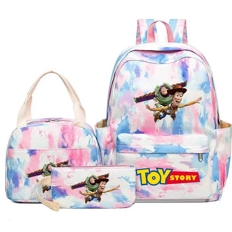 Toy Story Colorful Backpack Set With Tote and Pouch Large Capacity Lightweight And Breathable Outdoor Knapsack School Bags - AIAZ
