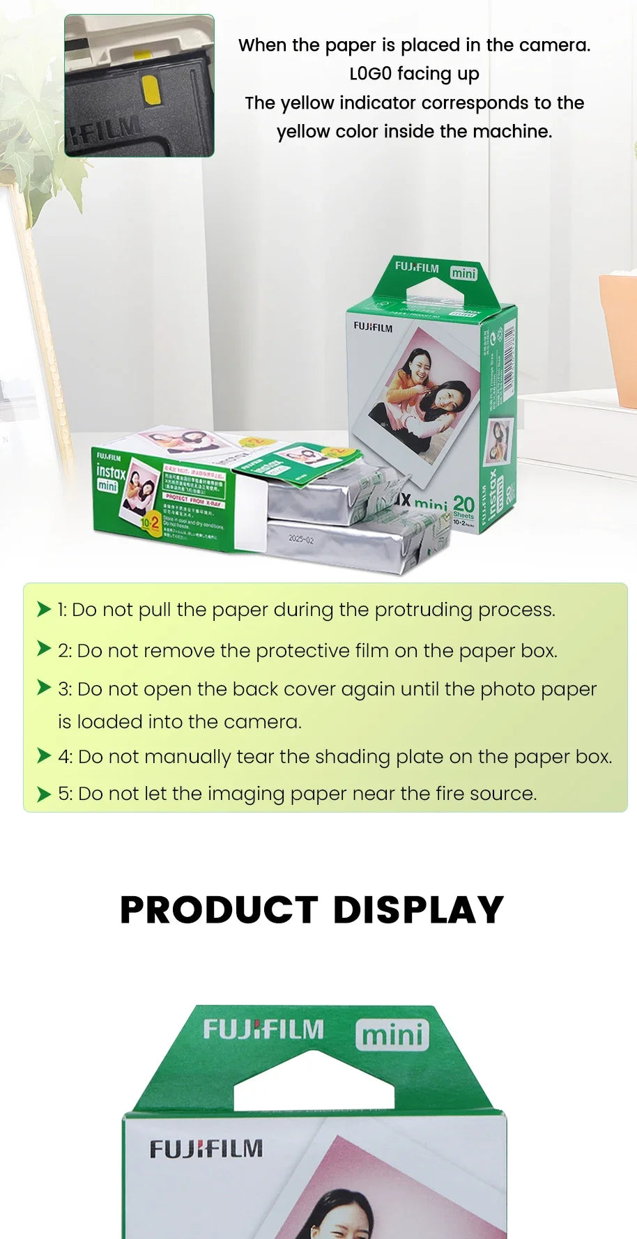 Fujifilm Instax Mini Film White Edge 3 inch Paper for Fuji Instant Film Camera Mini 12 11 9 8 40 70 90 Link 2 EVO 10-100 Sheets