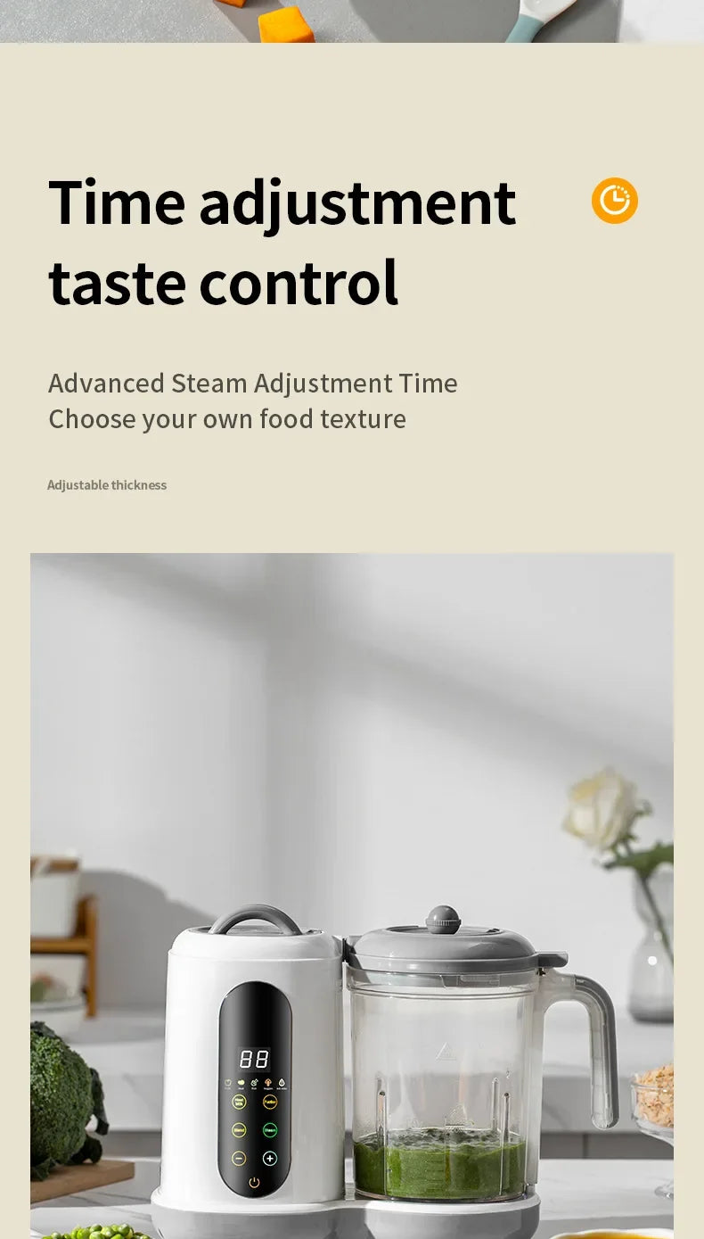 2024 Baby Food Maker One Step Baby Food Processor Steamer Puree Blender Auto Cooking & Grinding Touch Screen Control White