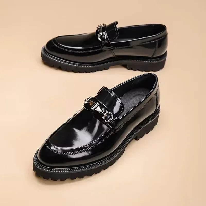 Men's Business Formal Leather Shoes Man Casual Leather Shoes Loafers Casual Business Wedding Shoes for Men Round Toe Slip-On - AIAZ