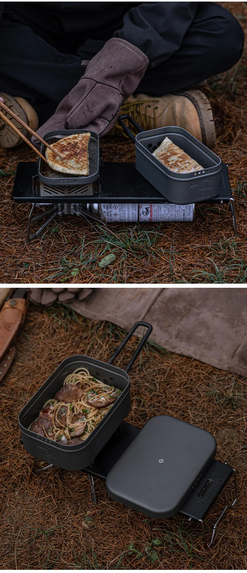 Campingmoon Hard Alumina Alloy Portable Heated Picnic Outdoor Camping Cookware Bento Lunch Meal Box