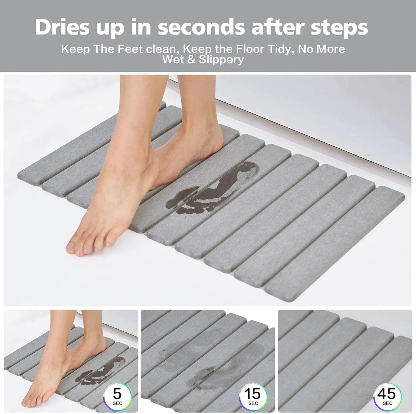 Foldable Foot Mat Quick Drying Bathroom Rug 100% Diatomaceous Earth Bath Mat  Non Slip Diatomite Mats Bathroom Accessories