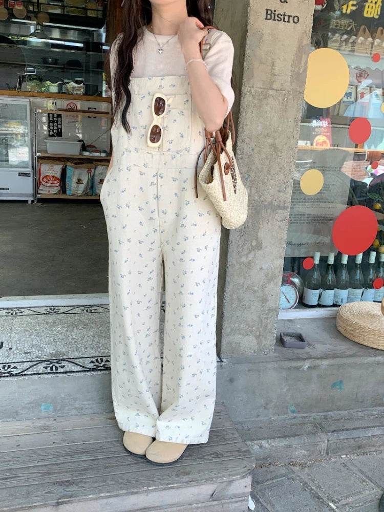 Jumpsuits Women Cute Lively Fashion Simple Floral New Autumn All-match Simple Temperament Korean Style Tender Straight Trousers - AIAZ