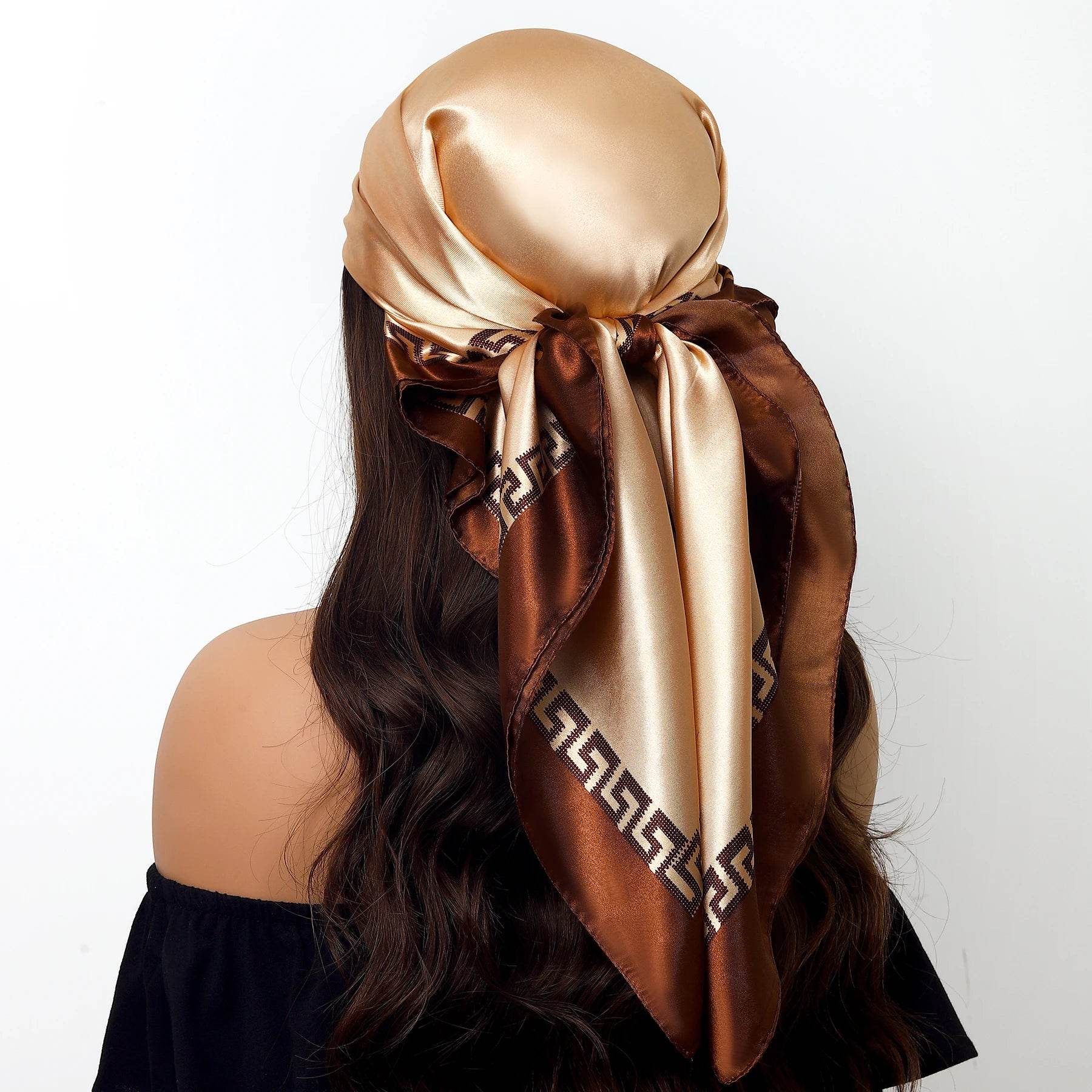 New 90*90cm Retro Brand Women Silk Scarf Bandanna Fashion Bohemian Pattern Square Hijab Lady Wrap Headband foulard muffler - AIAZ