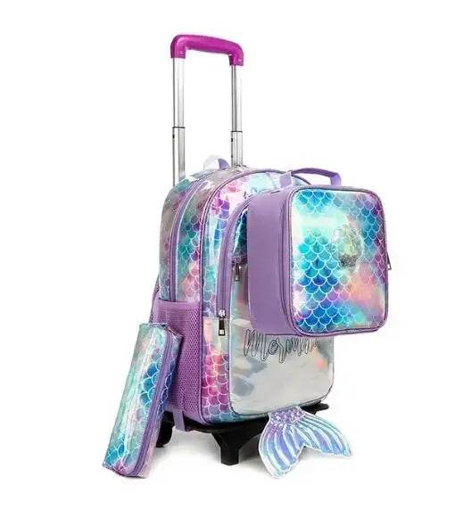 School Wheeled backpack Bag School bag with wheels Trolley Satchel bag Kids School Rolling backpack for girls School Trolley Bag - AIAZ
