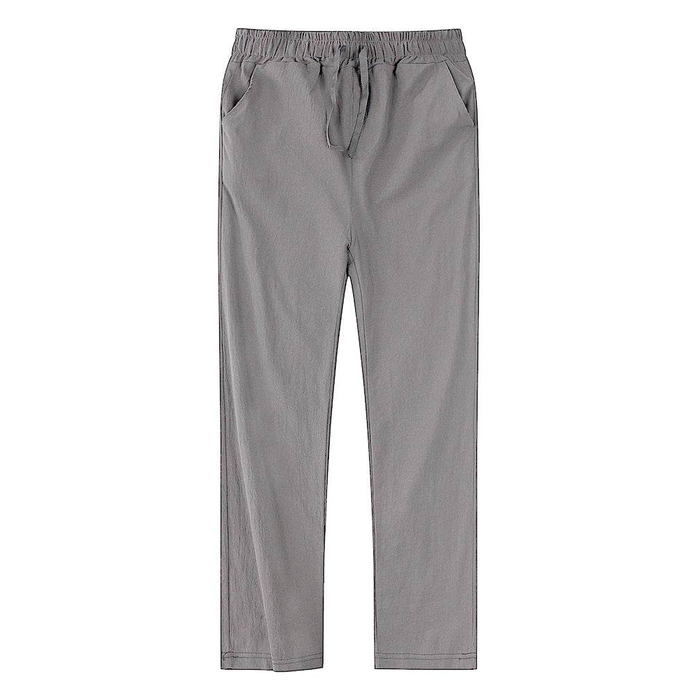Men's Cotton Linen Pants Male Autumn New Breathable Solid Color Linen Trousers Fitness Streetwear S-3XL - AIAZ