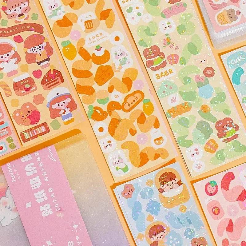 Kawaii Handbook Stickers Cartoon Collage Laser Student DIY Decorative Scrapbooking Journals Stationery Back School Supplies - AIAZ