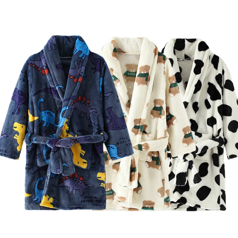 Soft Children Flannel Pajamas Autumn and Winter Pajamas for Girl Warm Kids Bathrobe Boy Sleepwear Family Matching Homewear 4-16Y
