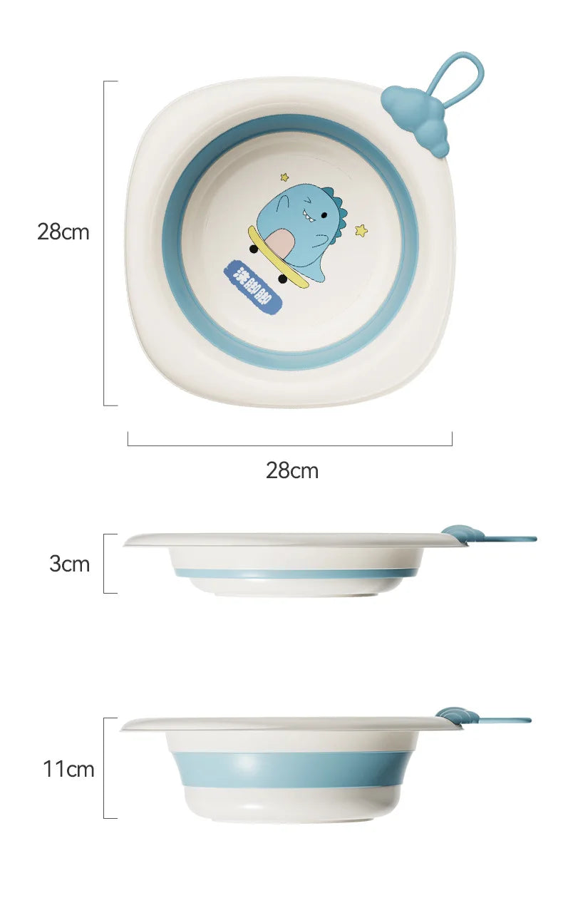 Folding Baby Washbasin Safe Material Cute Cartoon Style Thick and Easy To Fold Easy To Store Without Deformation