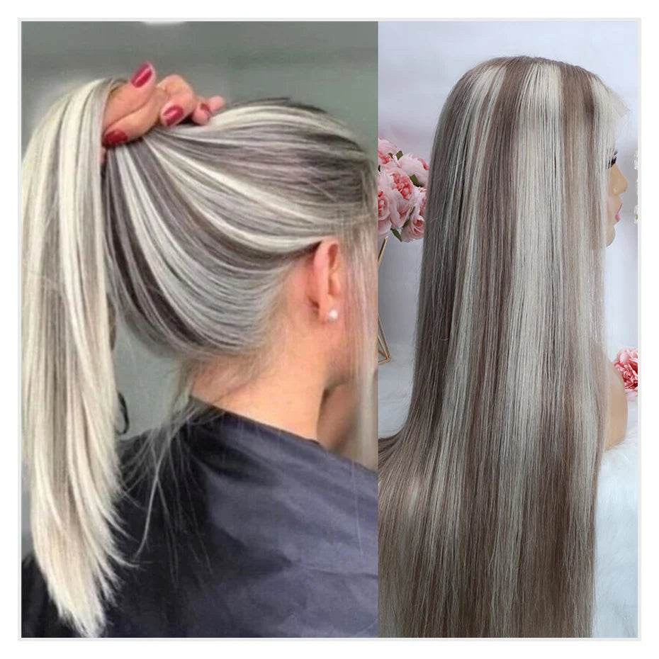 Ash Blonde Wig Highlight 13x6 Hd Lace Frontal Wigs Straight Vietnamese Raw Hair Wig 613 Blonde Colored Human Hair Wigs For Women - AIAZ