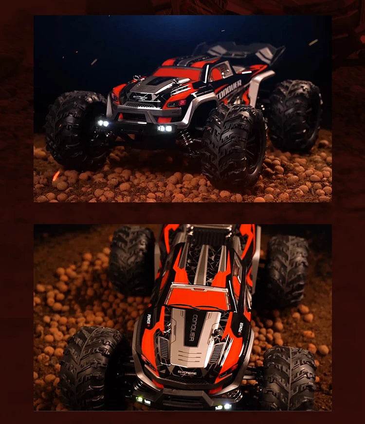1:16 4WD RC Car 70KM/H Or 50KM/H With LED Remote Control Cars High Speed Drift Monster 4x4 Truck for Kids vs Wltoys 144001 Toys - AIAZ