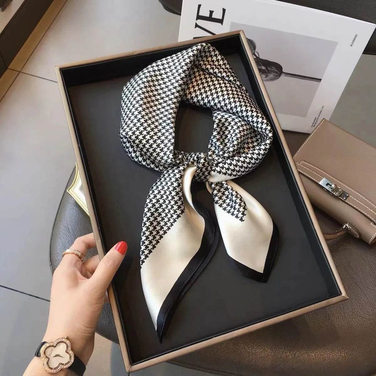 Fashion Luxury Brand 70cm Silk Square Scarf Women Satin Neck Tie Female Hair Bandana Headkerchief Shawl Wrap Hijab Echarpe - AIAZ