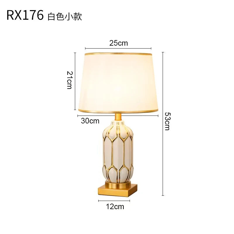 Chinese Black Ceramic Desk Lamp Nordic Modern Luxury Living Room Bedroom Bedside Study Table Lamp Atmosphere Sense Decoration