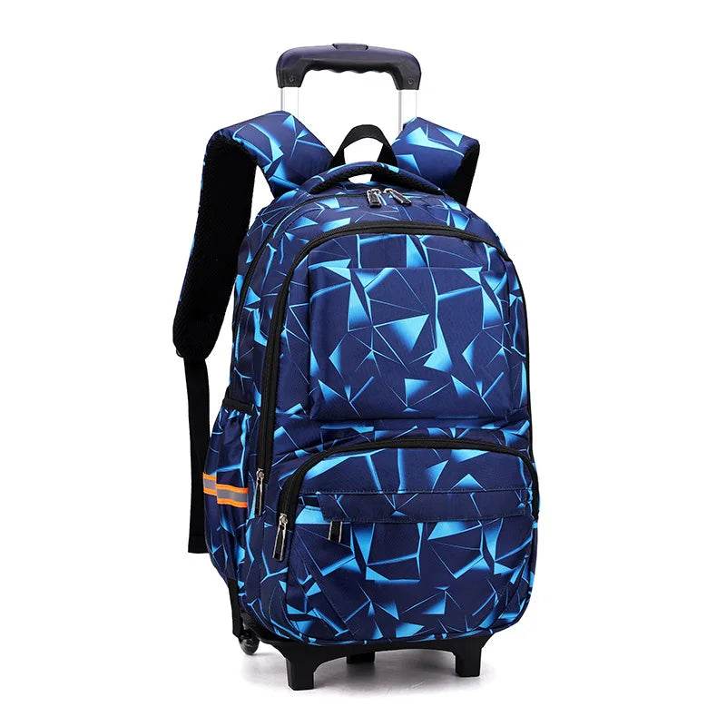 School bags with Wheels School Rolling Backpacks for Boys Trolley Bag Waterproof Orthopedic School Bag Student Wheeled Backpack - AIAZ