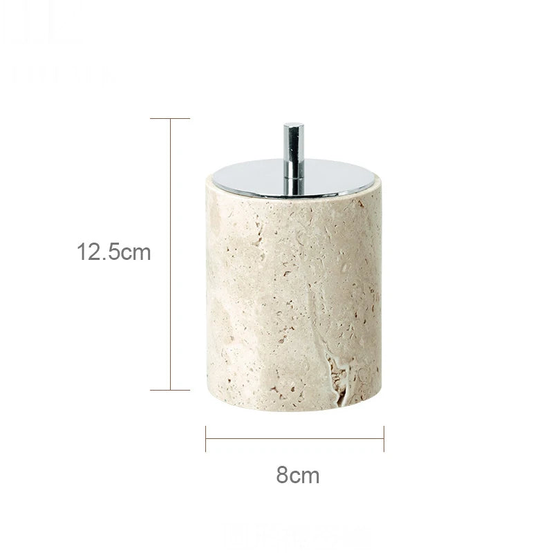 Beige Travertine Bathroom Accessories Set Natural Marble Soap Dispenser Soap Dish Reed Diffuser Vanity Tray Bathroom Set