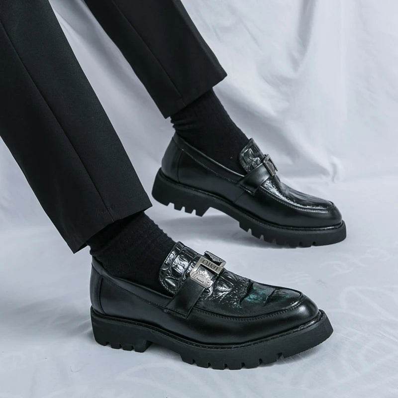 2025 men's party and business loafers, thick-sole men's formal thick-sole shoes, comfortable slip-on fashion casual shoes - AIAZ