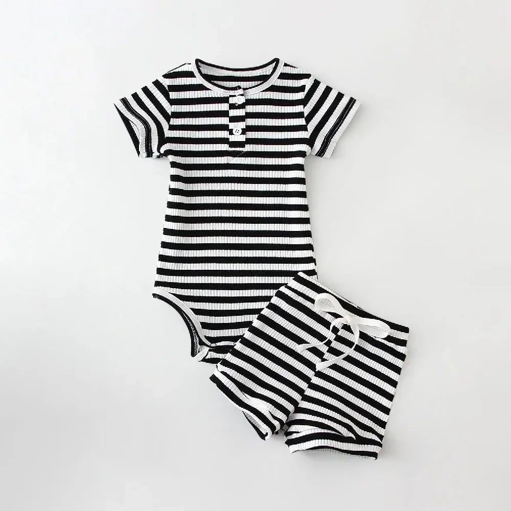 2Pcs Summer Baby Boy Clothing Sets Short Sleeve Bodysuit + Shorts Fashion Newborn Baby Clothes