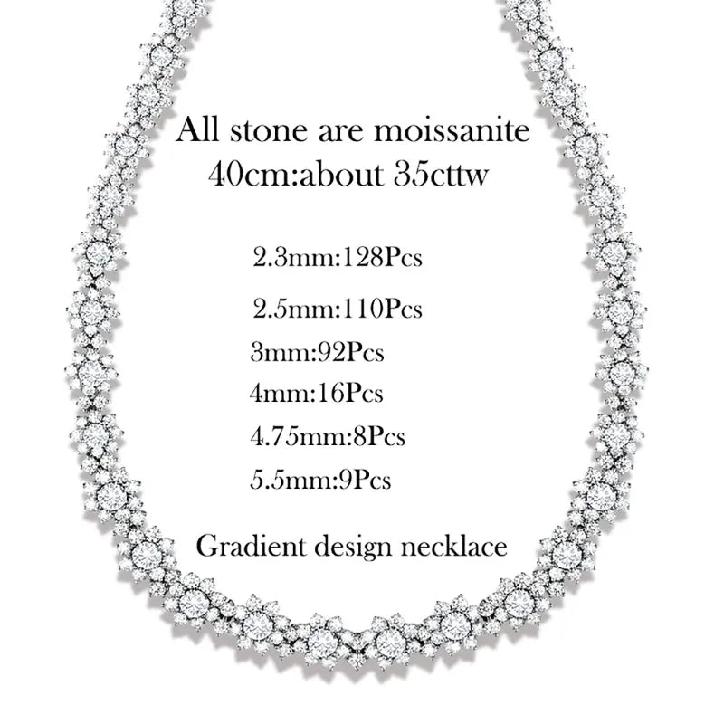 NKHOG Full Moissanite Jewelry Set 925 Sterling Silver Sunflower Necklace Bracelet Earring Sets For Women Fine Jewelry GRA Tested