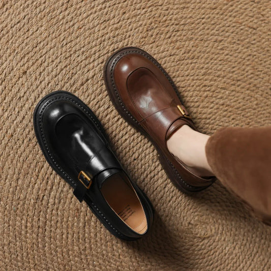 Dress Shoes Women Loafers Cow Leather Sheepskin Rubber Formal Business Suit Ladies 2025 Spring Autumn Handmade
