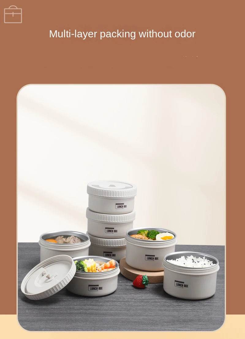 Lunch Box Portable Insulated Lunch Container Set Stackable Bento Stainless Steel Lunch Container - AIAZ