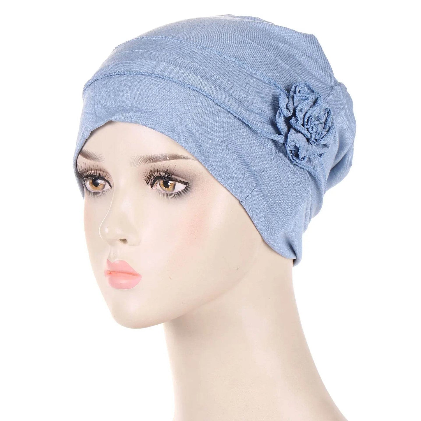 Muslim Fashion Flowers Turban Cap Solid Color Women Hijabs Islamic Chemo Cap Head Scarf Ladies Head Wrap Cover Hijab Scarf - AIAZ