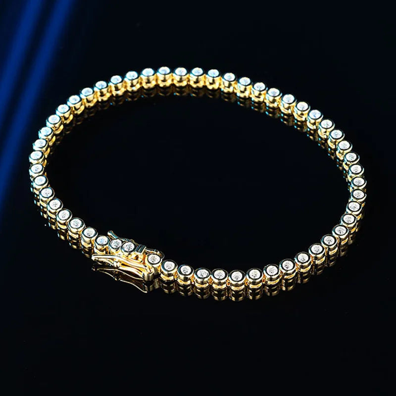 EWYA Luxury Bubble 2/3mm D Color Full Moissanite Tennis Necklace for Women S925 Silver Plated 18K Diamond Neck Chain Necklaces