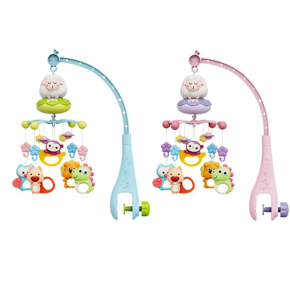 Baby Crib Mobile Rattle Toy With Music Lights Rotating Hangable Rattles Toy Cartoon Nursery Mobile For 0-24 Months Babys