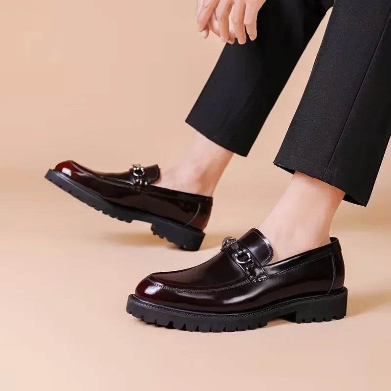 Men's Business Formal Leather Shoes Man Casual Leather Shoes Loafers Casual Business Wedding Shoes for Men Round Toe Slip-On - AIAZ