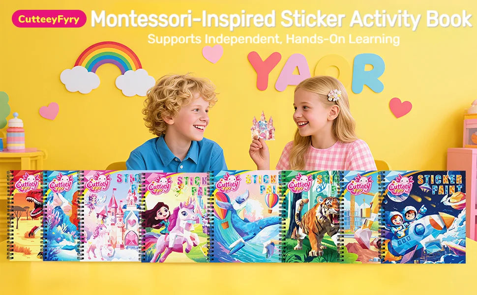 Montessori Sticker Puzzle Book With Story For Kids Educational Jigsaw Sticker Creative Games Children's Mosaic Toy Birthday Gift