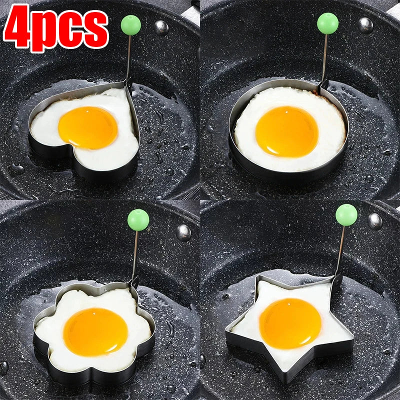 5 Style Heart Fried Egg Mold Stainless Steel Egg Mould Maker Breakfast Baking Omelette Rings Cooking Tools Kitchen Accessories