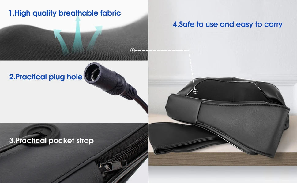 Shiatsu Neck and Shoulder Massager Heated Back Massager U Shape Deep Kneading Electric Massage Pillow For Neck Waist Leg Body