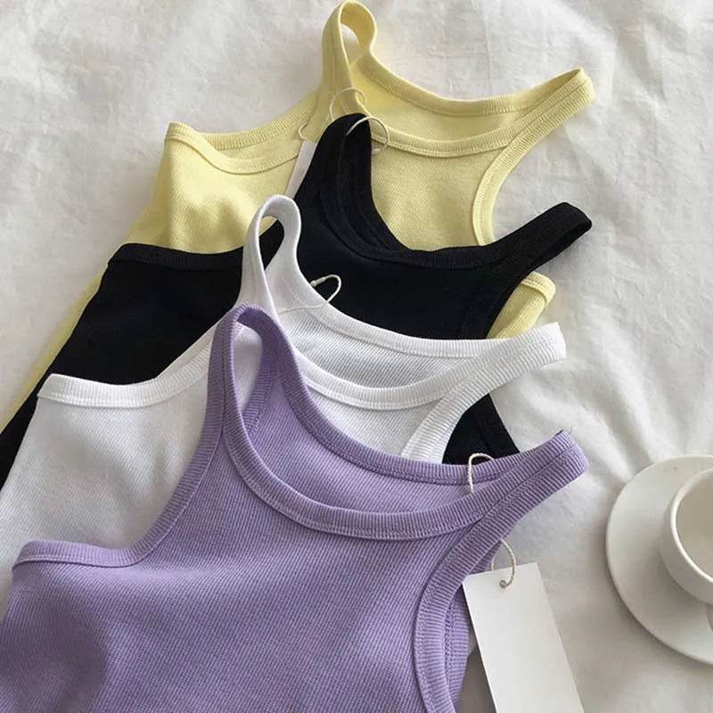 2024 Women Tank Tops Sexy Cropped Top Female Women Summer Camisole Camis Black White Sport Clothes For Women - AIAZ