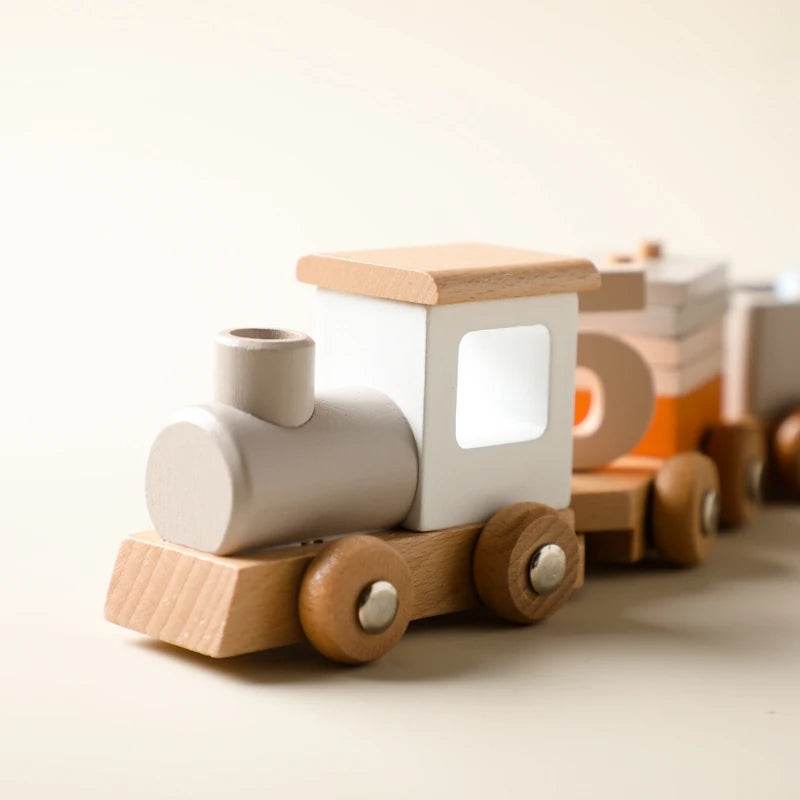 Wooden Train Birthday Toy Montessori Toys Baby Educational Toys Wooden Trolley Baby Learning Toys Number Of Wood Baby's Toys - AIAZ
