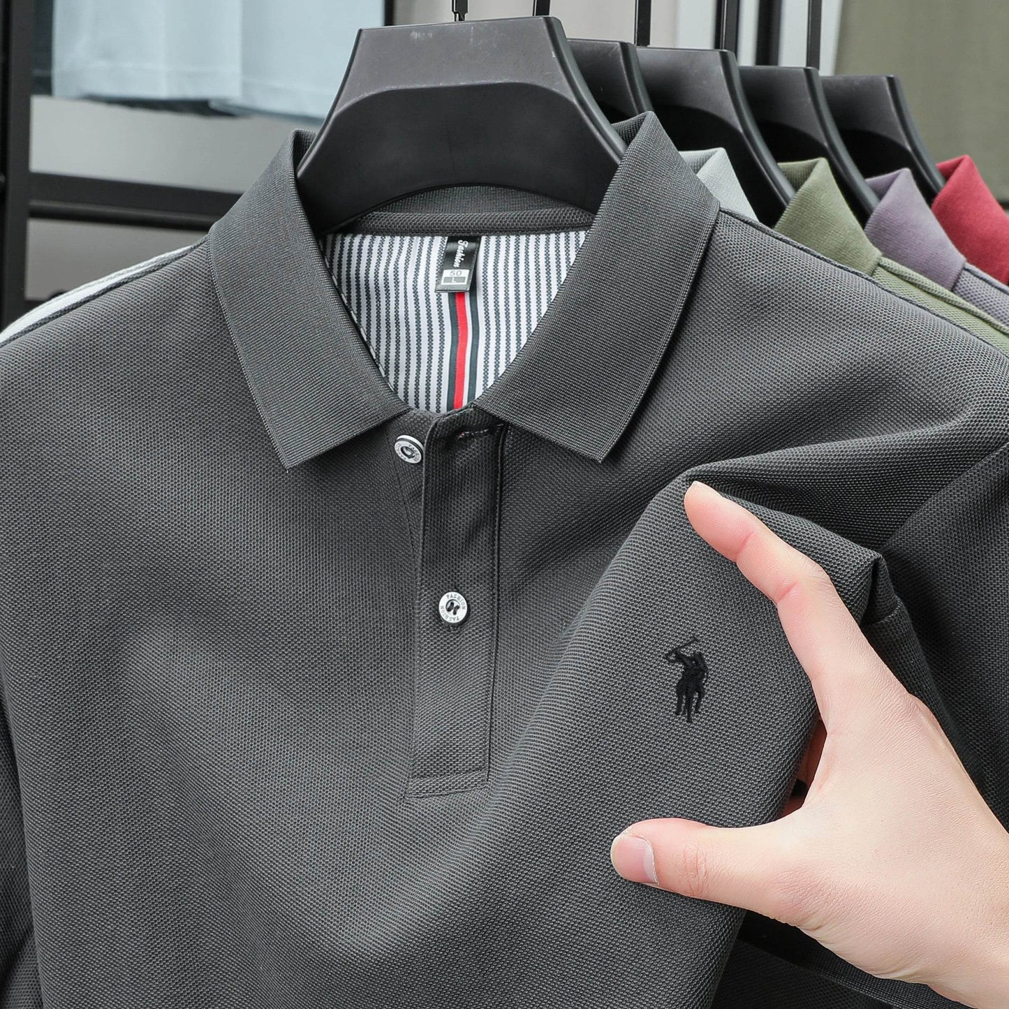 100% pure cotton summer new fashionable men's shortsleeved luxury customized business polo shirt exquisite embroidery Tshirt top - AIAZ