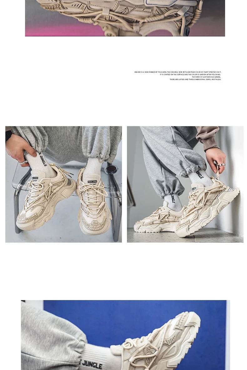 Platform Men Shoes Fashion Clunky Sneakers Men Casual Shoes Breathable Sports Dad Shoes Male Fitness Footwear 2023 - AIAZ