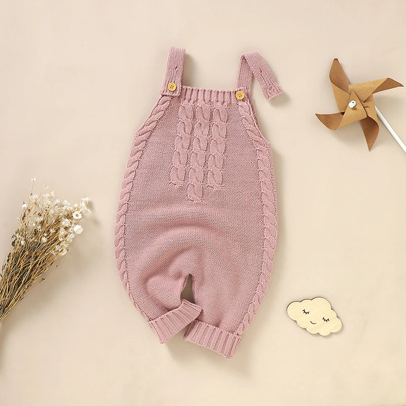 Infant Boys Girls Sleeveless Rompers Clothes 0-18m Newborn Babies Solid Color Knitted Jumpsuits Outfit Spring Fall Children Wear