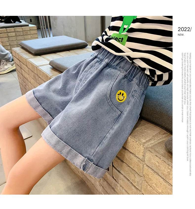 1pcs Summer Girl Kids New Mid Waist Denim Short Toddler Teenage Casual Pants Children Classics Fashion Looses Soft Jeans Shorts - AIAZ