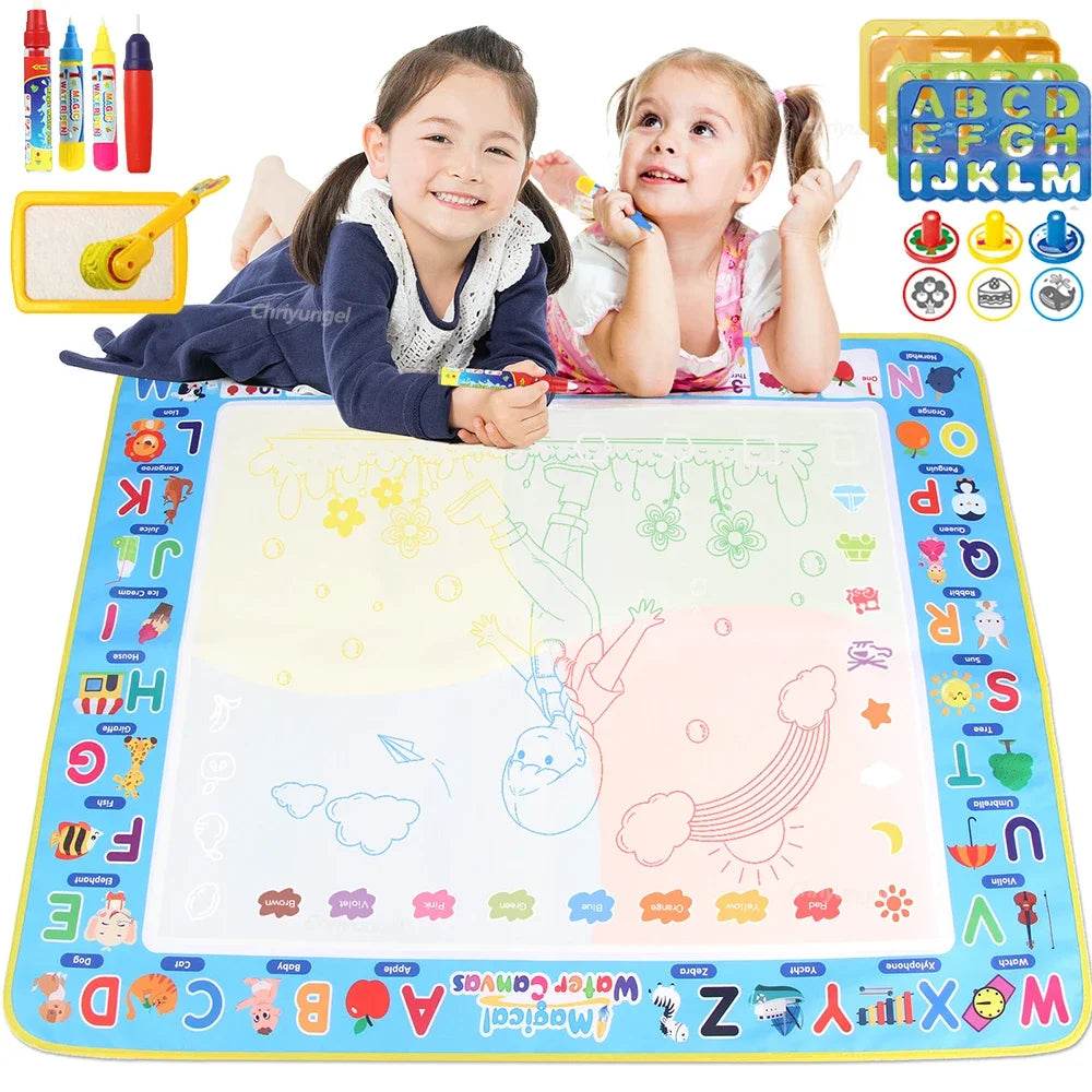 100x80CM Magic Water Drawing Mat with Reusable Magic Pens Doodle Montessori Painting Board Educational Toys Kids Gifts 39X31in - AIAZ