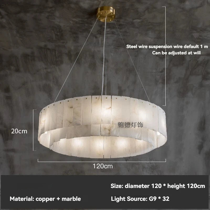 Natural Marble Brass Pendant Light Luxury Nordic Gold Chandelier for Living Room Dining Room Bedroom Bar Study Lighting Fixture