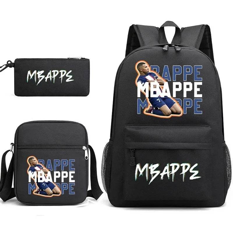 Football Star Children Backpack Large-capacity Schoolbag Shoulder Bag Pencil Case Three-piece Schoolbag Primary School Students - AIAZ