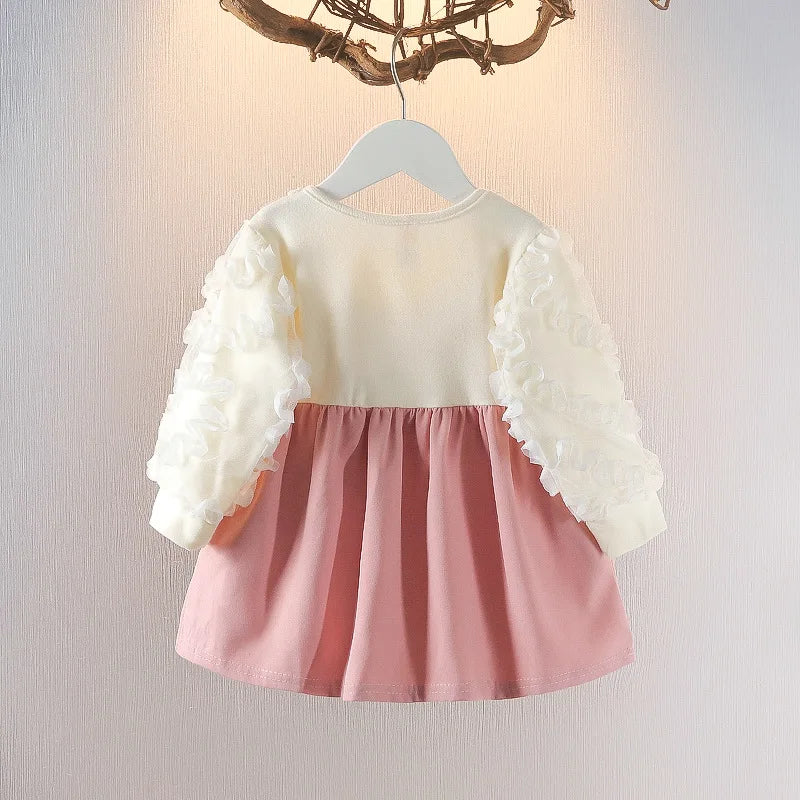 Girls' Autumn Dress New Style Baby Girl Dress Stylish Children's Princess Dress Baby Clothes Autumn Big Bow