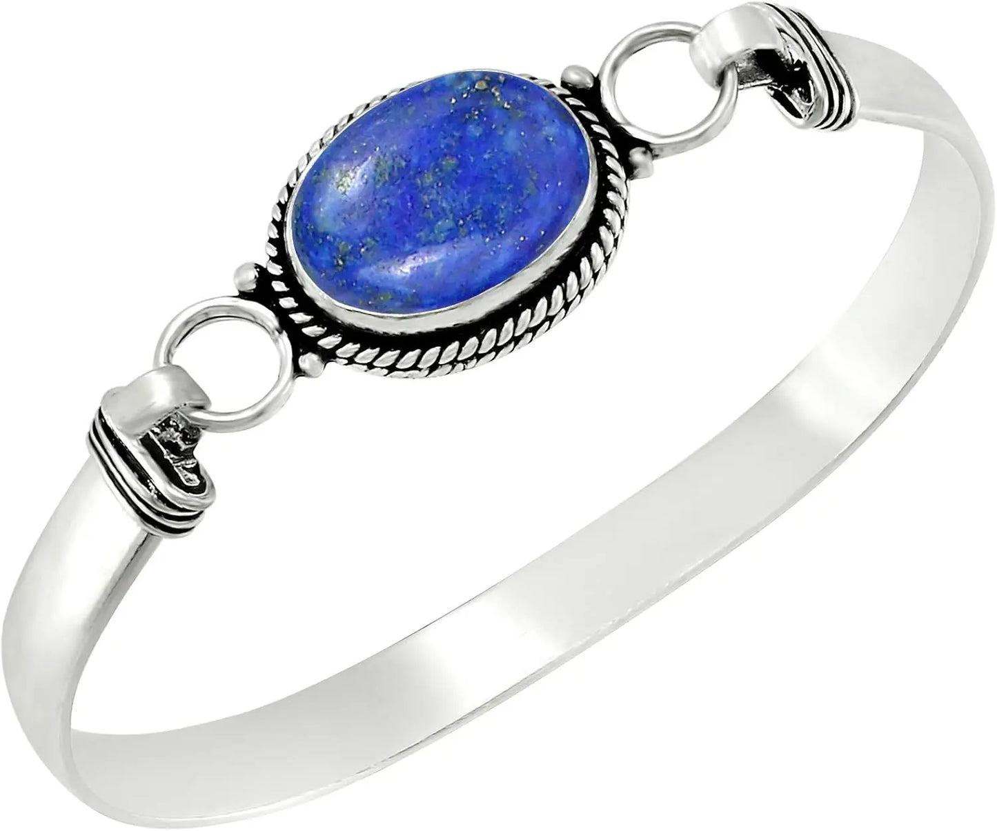 Vintage 925 Silver Natural Oval Moonstone Bangle Bracelets Handmade Birthstone Bangle Gifts Fine Jewelry for Women Men