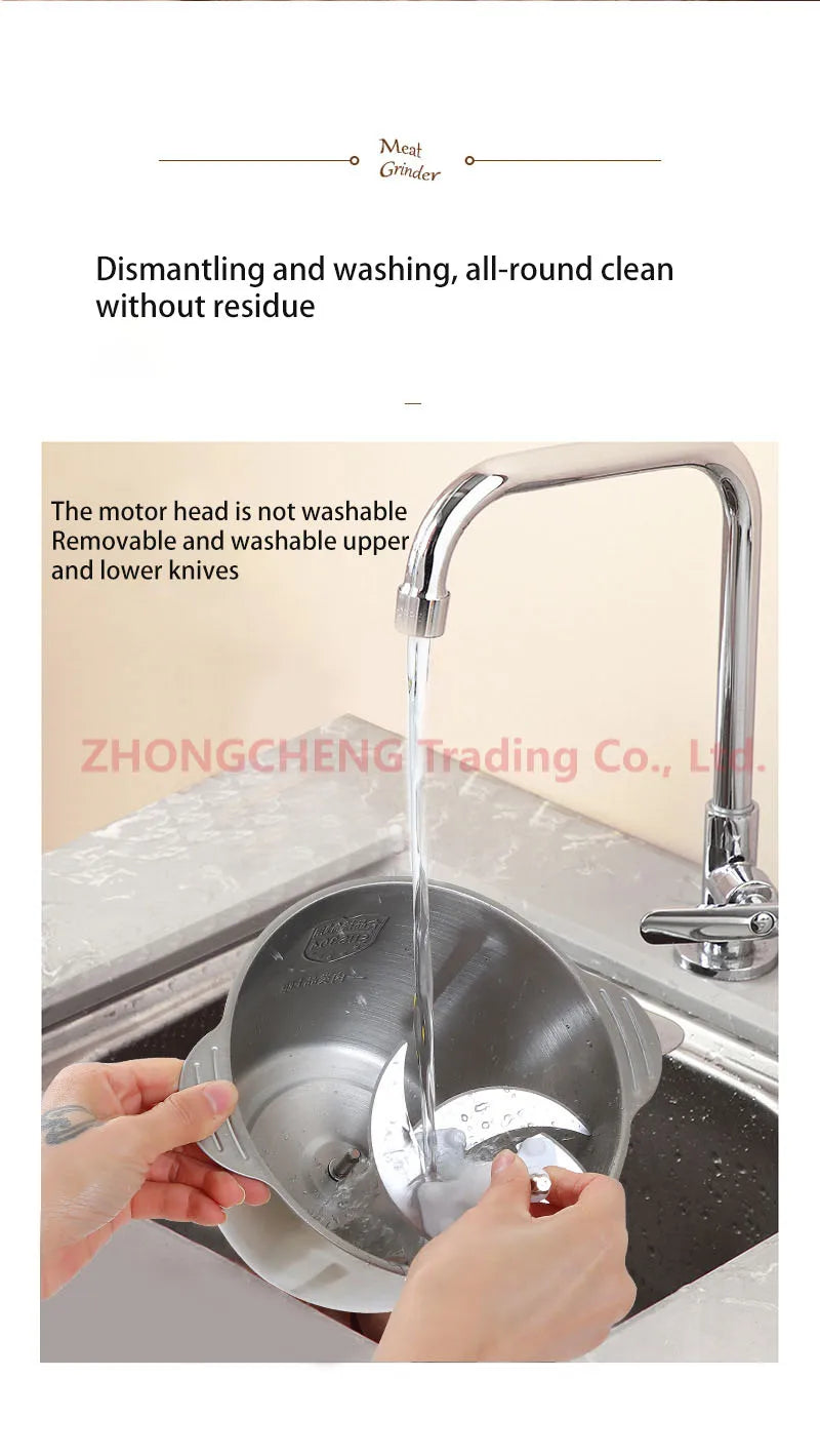 Kitchen household electric meat grinder stainless steel stuffing minced vegetables minced meat mincer small garlic chili cooker