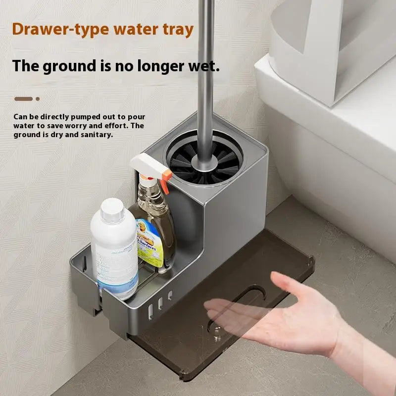 Bathroom Toilet Brush Holder Cleaning Tools Space Aluminum Wall Mounted No Drill Vertical Toilet Brush Bathroom Accessories