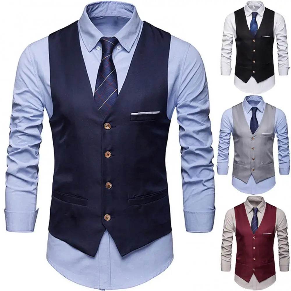 Dress Vests For Men Slim Fits Mens Suit Vest Male Waistcoat Gilet Homme Casual Sleeveless Formal Business Vest chaleco hombre - AIAZ