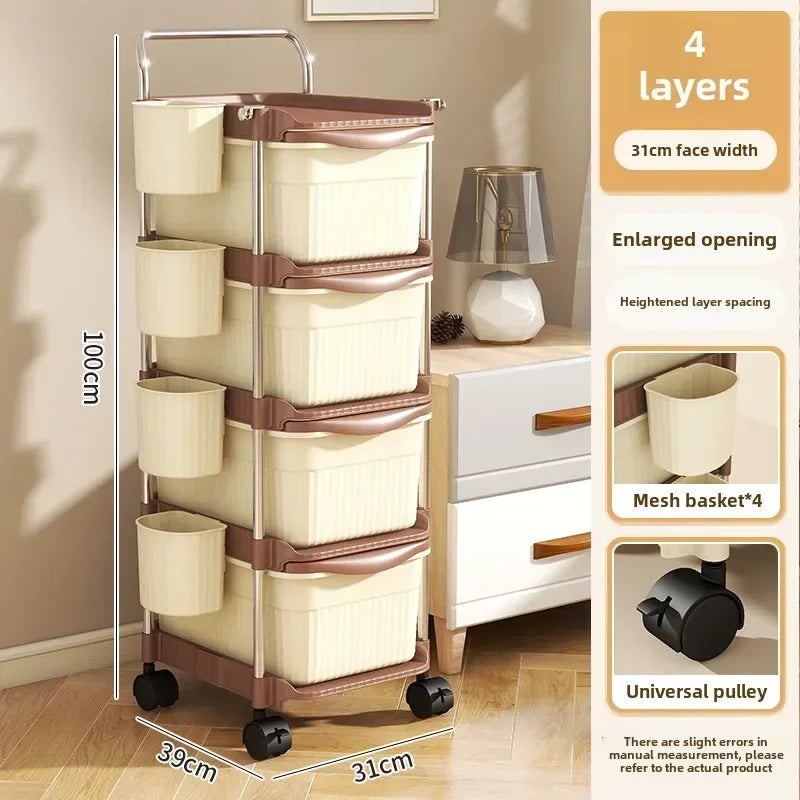 Small Cart Storage Rack, Snack Storage Rack, Multi-layer Storage Cabinet, Drawer Style Movable Baby Product Storages Rack