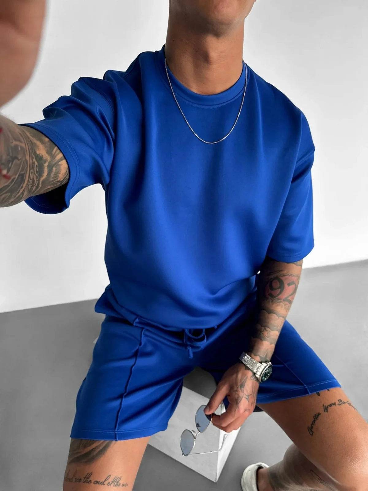 Men 2025 summer fashion sports design sense simple casual solid color quick drying short-sleeved T-shirt trend clothes - AIAZ