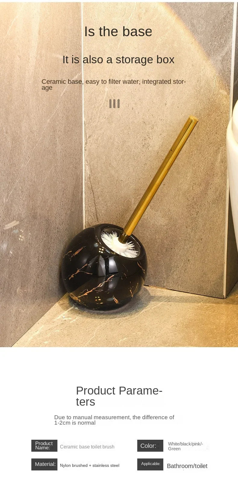 Nordic Ceramic Base Imitation Marble Toilet Brush and Holder Household Bathroom Toilet GapCleaning Supplies Bathroom Accessories